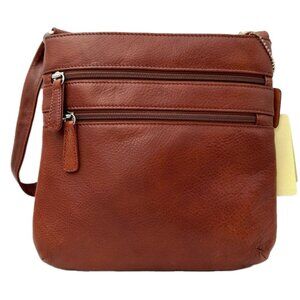 Osgoode Marley Brooke Triple Zip Leather Crossbody Bag Brandy Brown RFID